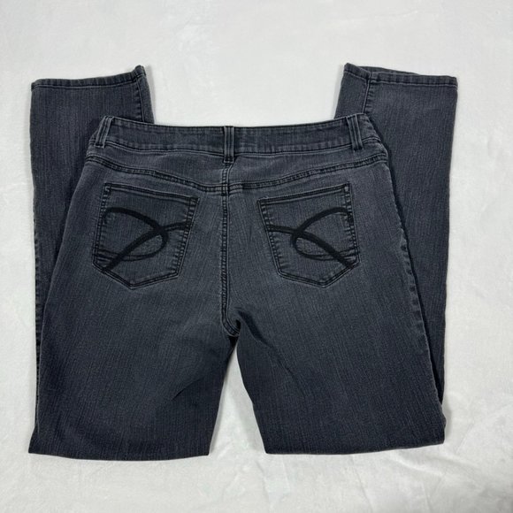 Chicos Jeans Womens 1.5 (10) Gray Platinum Denim Straight Stretch - Picture 3 of 9